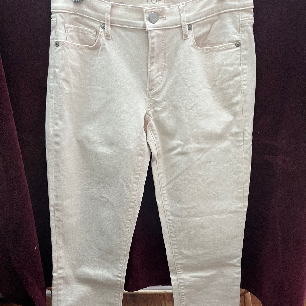 Loft modern cuffed crop jeans apricot/light pink